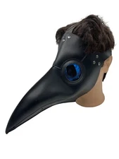 Plague Doctor Mask Black Long Beak Steampunk Cosplay Plastic Faux Leather Look