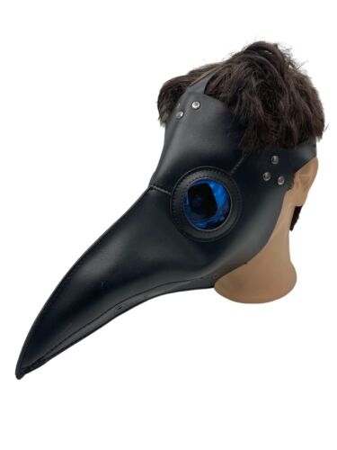 Plague Doctor Mask Black Long Beak Steampunk Cosplay Plastic Faux Leather Look - Picture 1 of 9