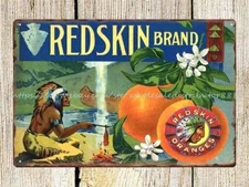 vintage reproduction oranges  headdress metal tin sign metal sign