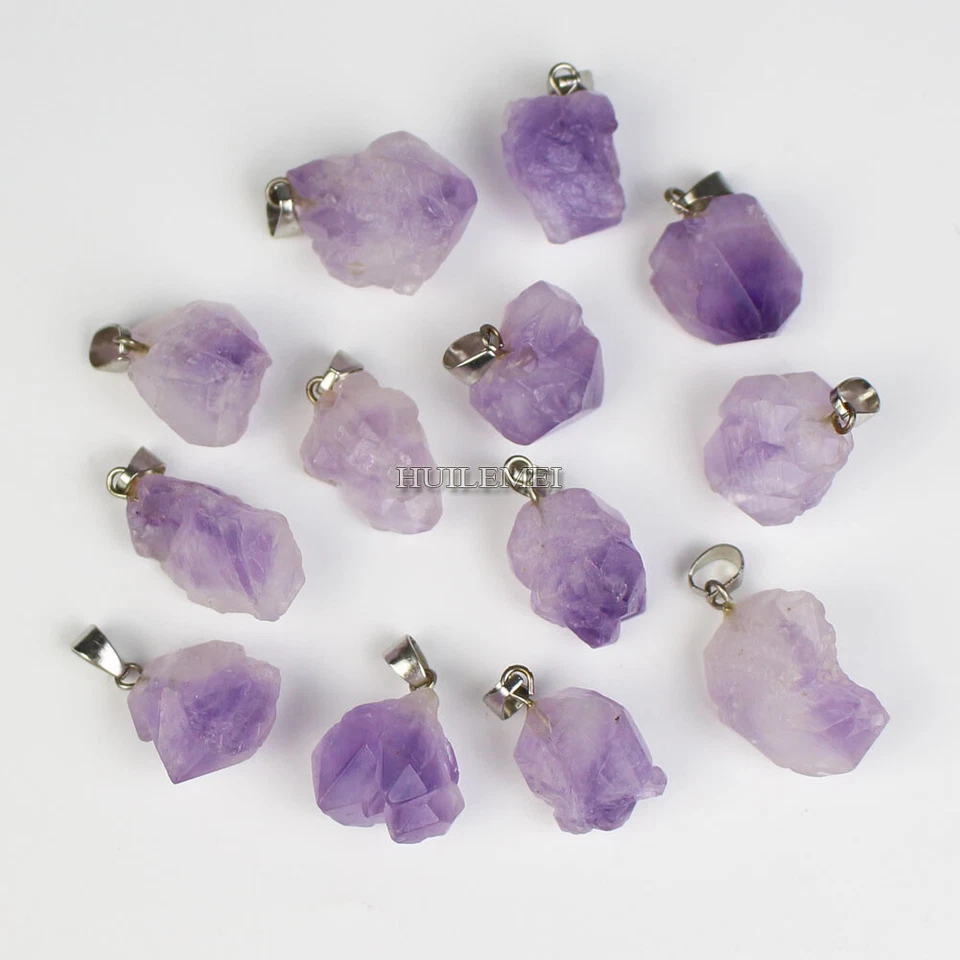 20 piezas colgantes de piedra de amatista natural irregular dijes de piedras preciosas de cristal curativo Foto 2 de 2