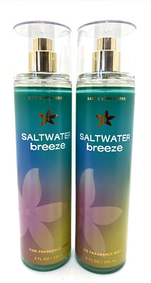 New 2PC Bath & Body Works SALTWATER BREEZE Fragrance Mist Set 8 Oz Ea *SEALED*