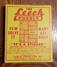 (VTG) The Leech Puzzle Hutchinson, KS Promotional Sliding Puzzle Nice Cond
