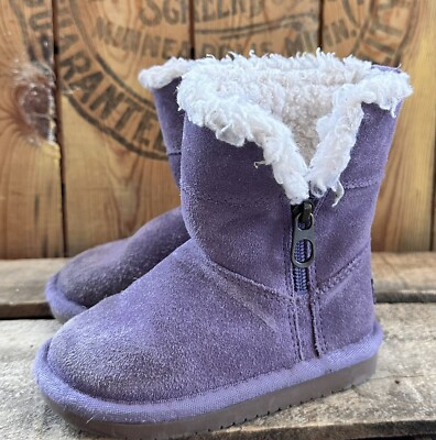 Kids Koolaburra Boots Uggs Purple Lavender Mini Suede Sz 7 Zip up Cozy