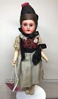 7.5” Antique German Painted Bisque Compo Limbs Peasant Girl Blue Glass Eyes #Sf