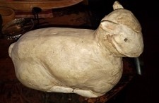 Textured Ceramic Rustic Primitive Sheep Farmhouse Vintage 5"H X 7"L