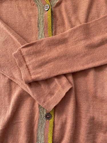 MAAN BELGIUM MARNI LIKE GIRL CARDIGAN CORAL PINK METALLIC STRIPE SIZE 10YR NWOT - Picture 5 of 8