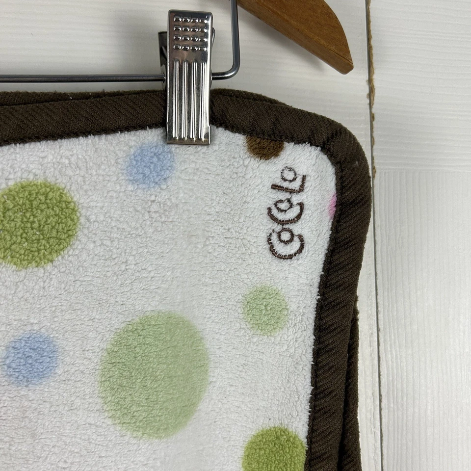 Manta Bebé Lunares Cocalo Marrón Blanco Rosa Verde Azul Manchas Círculos Lovey Foto 3 de 4