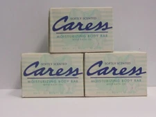 Caress 6 Bar Soap Softly Scent Moisturizing With Bath Oil White 6 x 4.75 oz