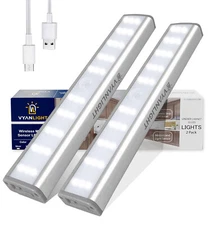 30 LED Under Cabinet Lights - Motion Sensor, Rechargeable, Kitchen Closet Lamp