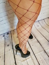 PLUS SIZE Diamond Fishnet Tights Pantyhose 187 BLACK Nylons Large Net Big Tall