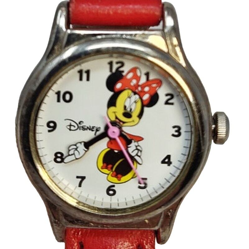 Disney Minnie Mouse Red Polka Dot Dress Red Band Watch