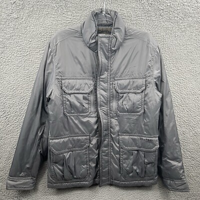 Converse Jacket Mens Small Gray Down Fill Winter Puffer Field Coat Pockets