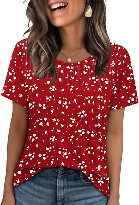 Women's Plus Size Short Sleeve Crew Tops - Loose Fit Cotton Casual Trendy