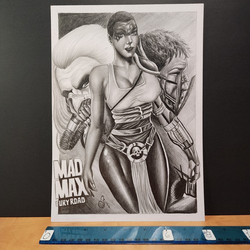 5-03-18 1046  original 8x12 hand drawn 1/1 art w. rafael sketch of angry mad max