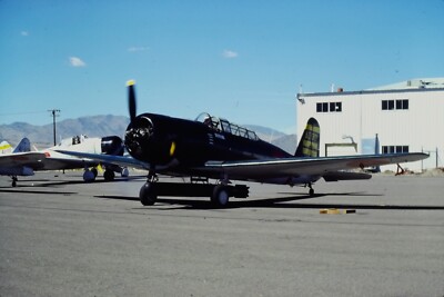 Vintage 35mm Photo Slide Aviation Vultee V-11 Plane Aircraft Black