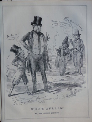 7x10'' PUNCH Cartoon 1845 WHO`S AFARID the oregon question