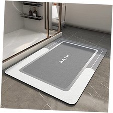 -Bath Mat-Bathroom Mat Rug Non Slip Super Absorbent 17"x27" Rectangular Grey