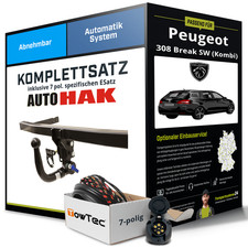 Für PEUGEOT 308 Break SW I 4E, 4H Anhängerkupplung abnehmbar +eSatz 7pol 08-