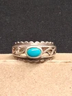 VINTAGE SIGNED SSBY STERLING SILVER AND BLUE TURQUOISE STONE SIZE 7 RING