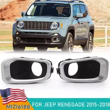 Pair Bumper Fog Light Cover Bezel For 2015-2018 Jeep Renegade Left Right Side