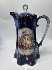 Antique Victoria Austria Porcelain Pitcher Signed Kaufmann Carlsbad Pot Vintage