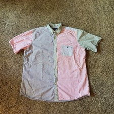 Ralph Lauren Shirt Mens XL T Colorblock Pastel Button Up Seersucker Untuckit Fit