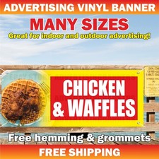CHICKEN WAFFLE Advertising Banner Vinyl Mesh Sign fried hot fresh street food