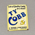 VINTAGE 12” TY COBB BASEBALL CANDY PORCELAIN SIGN CAR GAS OIL TRUCK MOTORCYCLE