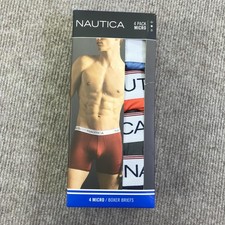 Nautica Boxer Briefs Mens Medium 32-34 Multicolor 4 Pack Micro Tagless Underwear