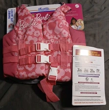 SwimWays Pink Barbie Child 33-55 Lbs U.S. Coast Guard Approved Life Jacket