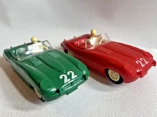 Lot of 2 Marx XKE Jaguar Roadster (Green) (Red) 1/32 scale Slot Car Original Set