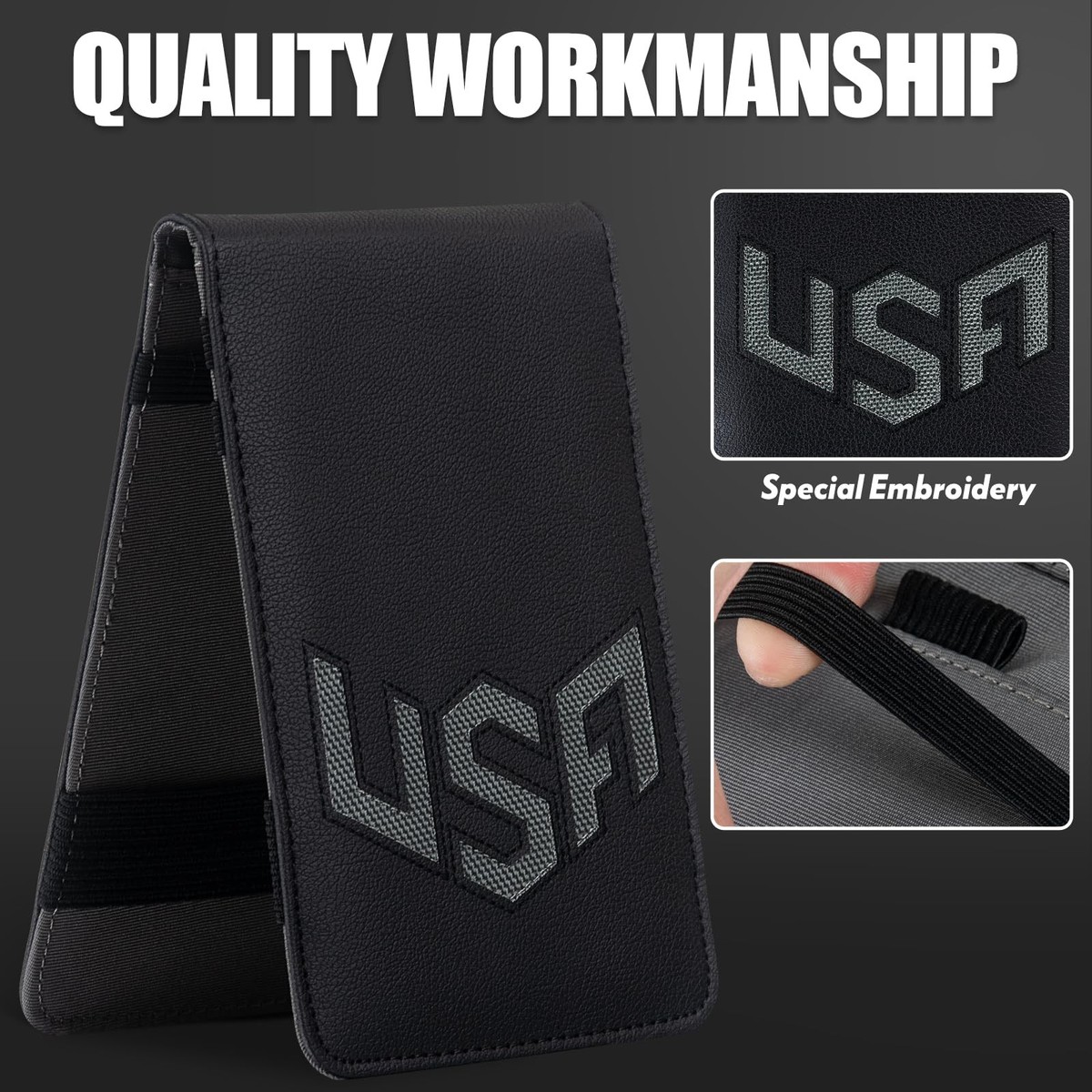 Golf Scorecard Holder & Yardage Book Cover, Golf Accessories Black