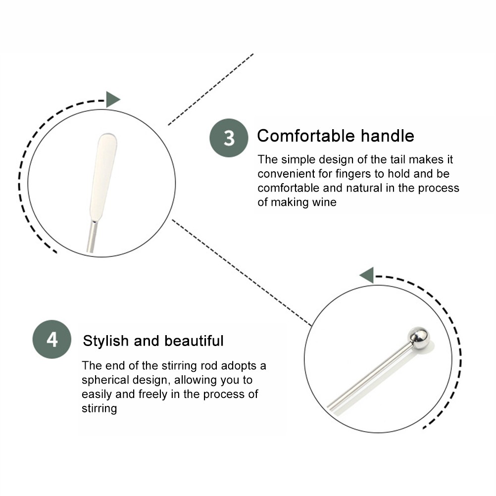 .10Pcs Swizzle Sticks Stainless Steel Coffee Cocktail Beverage Drink Stirrer