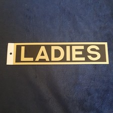 Vintage Aluminium Gold & Black Adhesive Toilet Door Sign "LADIES" 