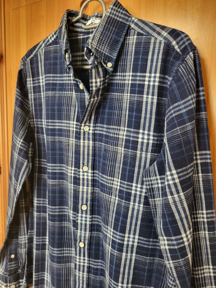 GANT Rugger Herren Hemd Slim blau/weiß kariert Langarm Gr. S Baumwolle 158 164 - Bild 3 von 4