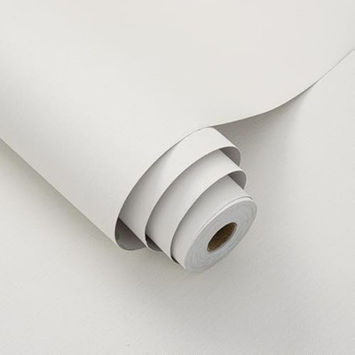 24''x393'' White Grasscloth Peel and Stick Fabric Textured Contact Off-White