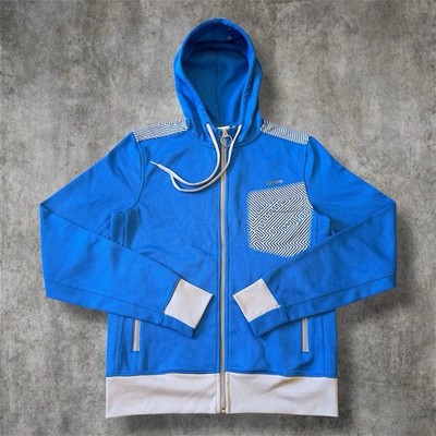 Reebok Herren klein blau & grau Retro durchgehender Reißverschluss Sport Activewear Jacke