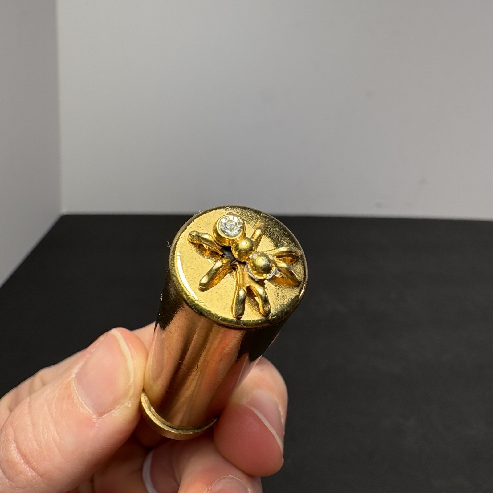 Vintage Rare Salvador Flato Spider Brass Lipstick Case