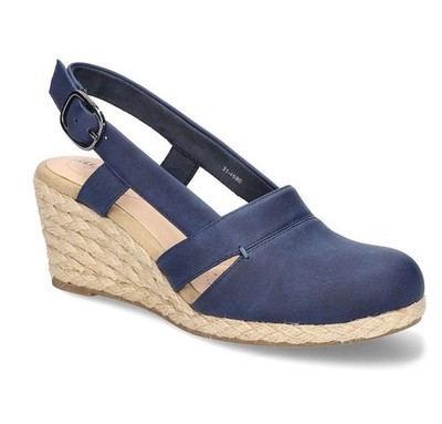 Easy Street Stargaze Espadrille Slingback Wedges Navy Sz 10M - Retail $100