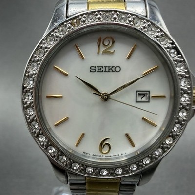 Seiko Watch Women 30mm MOP Dial Two Tone Date 7N82-0HV0 New  display picture 2