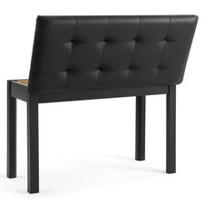Black Duet Piano Keyboard Bench Wooden Vanity Stool with Storage Padded Cushion
