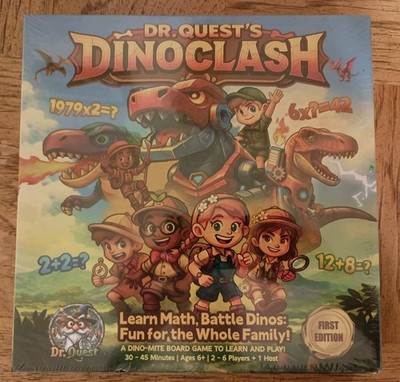 Dr. Quest Dino Clash Educational Math Board Game Family & Homeschool Math Game
