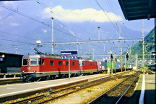 E-Lok 11 614 + 201 G&uuml;terzug Bahnhof Bellinzona SBB, Original Dia 1999, Vintage