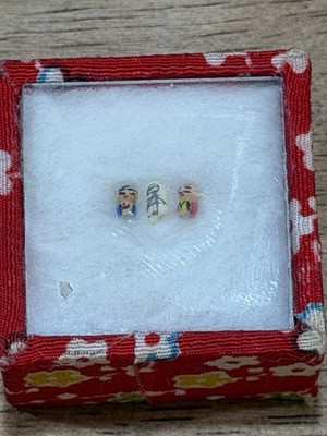 Japanese Kokeshi Unique Hand Painted Rice Grain Dolls Folk Art Japan
