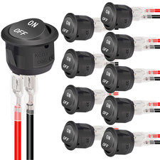 /10Pcs 12V round Rocker Switch on off AC 6A/250V 10A/125V SPST 2 Pin 2 Position