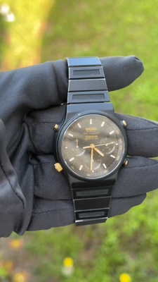 Vintage 1983 Seiko Sports 100 Titanium Chronograph Black PVD
