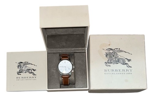 Burberry Watch Women's Swiss Chronograph Leather Strap 42mm BU7817 Needs Battery