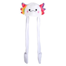 RI Kids Axolotl Plush Hoodie Scarf Hat 35"-White
