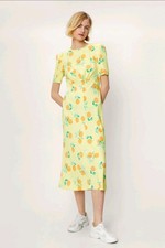 NASTY GAL Orange Print Slip Midi Dress Sz US 14 / UK 16 NEW