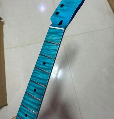 Blue Gloss 22Frets Flame Maple Electric guitar Neck 25.5in parts